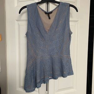 BCBG blue gray lace top